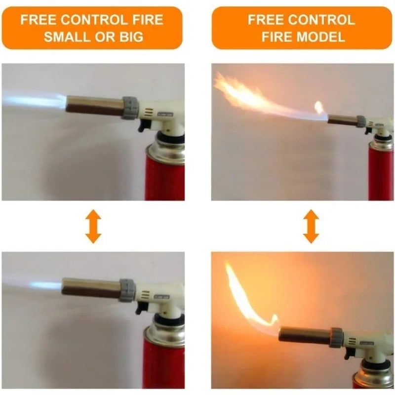 Butane Gas Torch Head for Camping BBQ Baking Welding - Metal Flame Gun Fire Maker Lighter Outdoor Cooking（Gas Not Included）