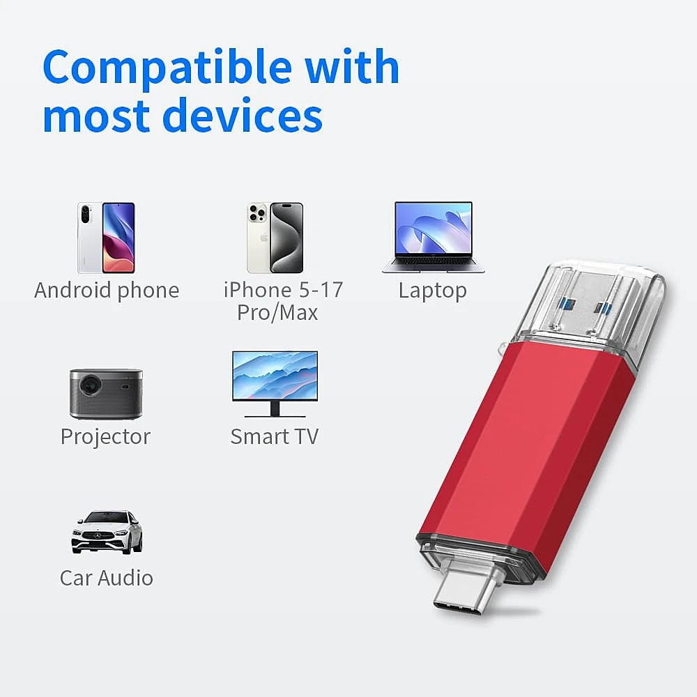 512GB OTG USB Flash Drive USB 3.0 Type C For iPhone ipad 128GB 256GB Pendrive Samsung Huawei Xiaomi Android Laptop Memory Stick
