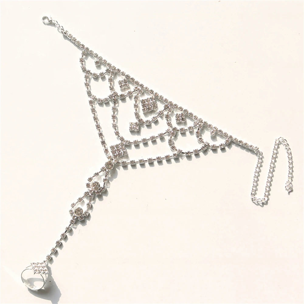 Summer Luxurious Beach Bridal Anklet Sexy 1pcs Rhinestone Anklet for Women Toe Ring Foot Chain Accessories Valentine's Day Gift