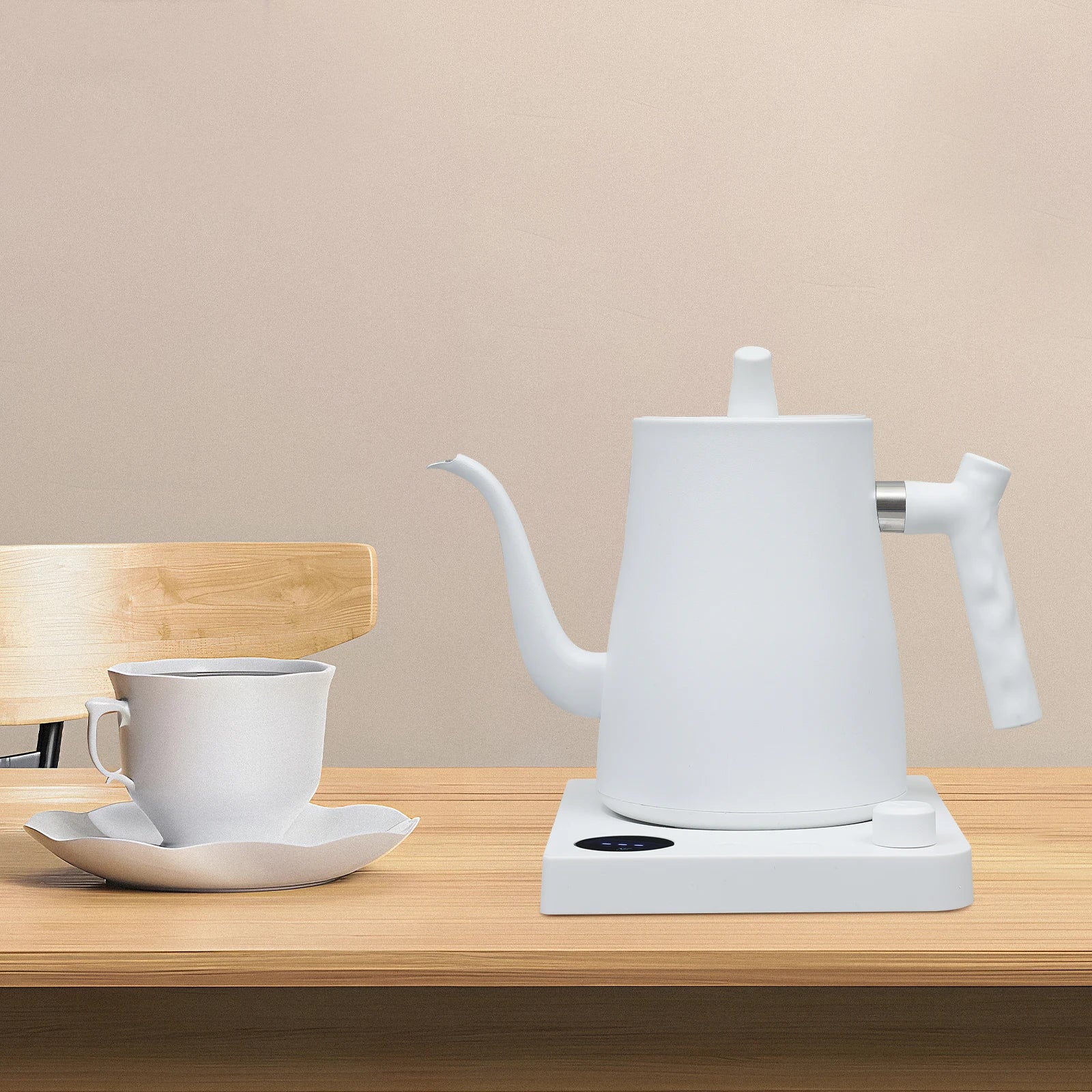 1L Electric Kettle 1KW 104-212°F LED White/Black Electric Coffee Kettle Water Heater Dry-Boil Protection 3 Ventilated Holes