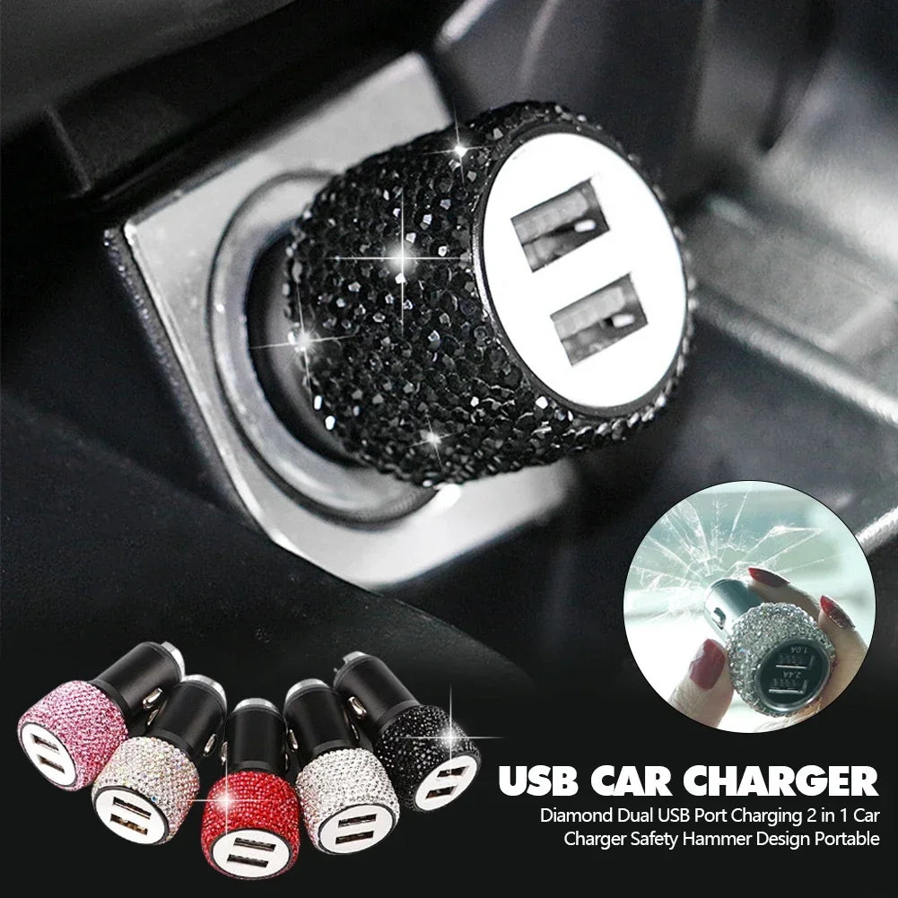 Bling USB Car Charger 5V 2.1A Dual Port Fast Adapter