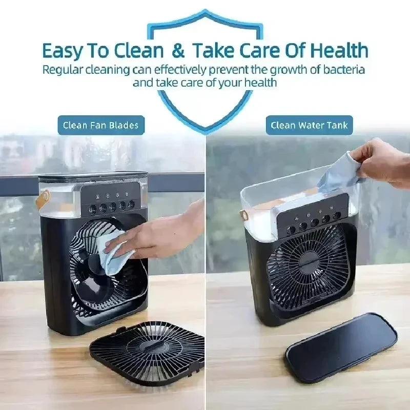 3 In 1 Household Small Air Cooler Portable Fan LED Night Light Air Conditioner Design With Humidifier USB Electric Fan 2026 NEW
