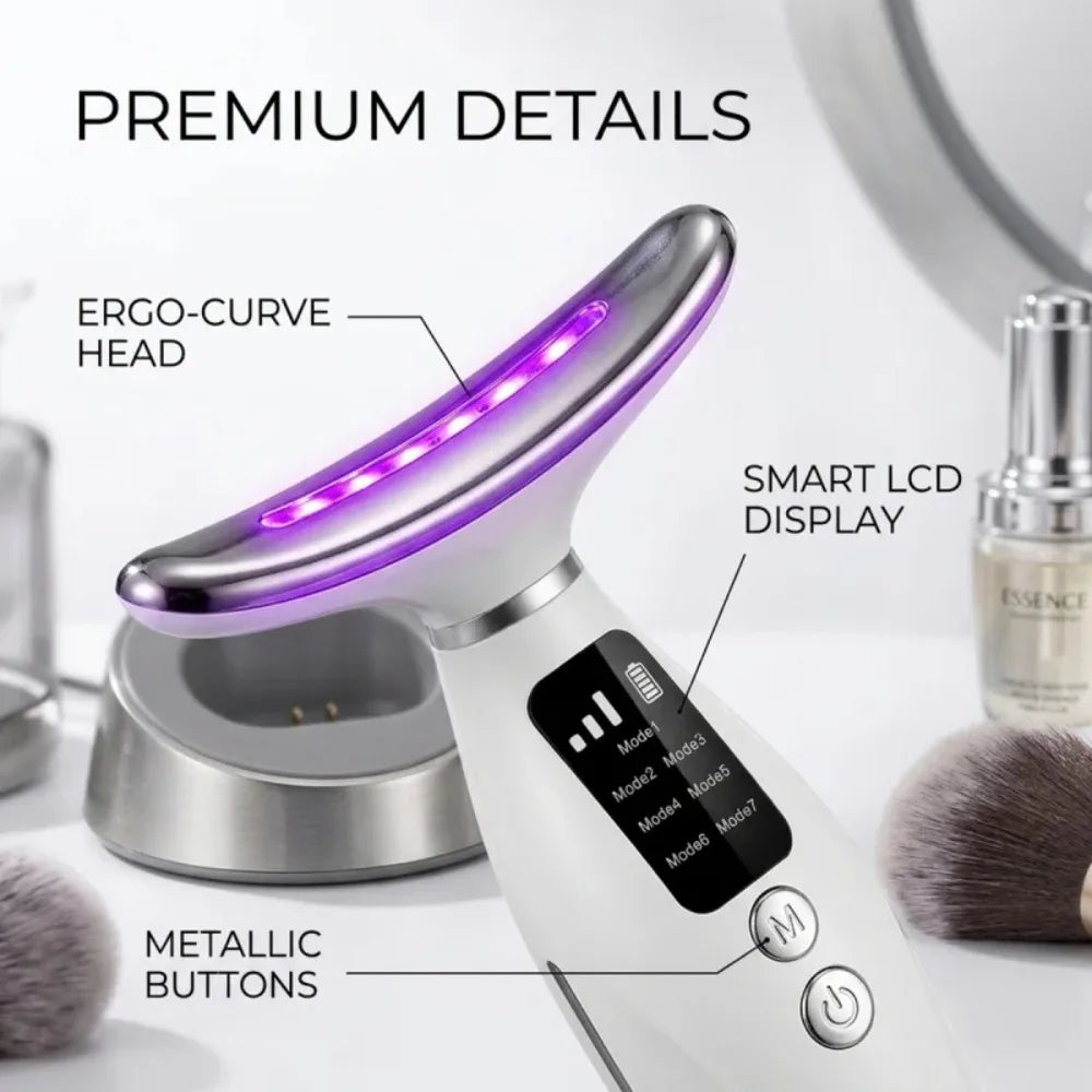 Neck Face Lifting Massager 7 Colors Light LED Photon Therapy Skin