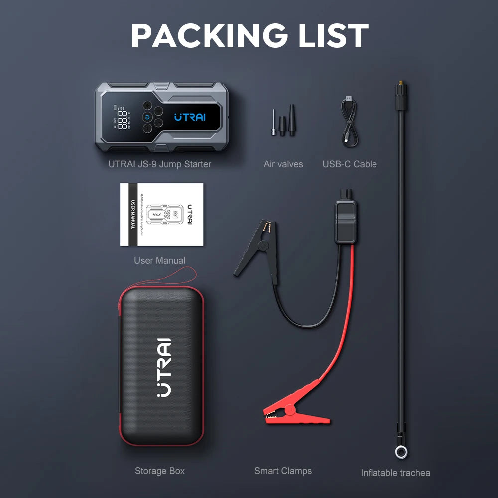 UTRAI 1500A Car Jump Starter Power Bank Portable 150PSI Air Pump Car Battery Emergency Boosters