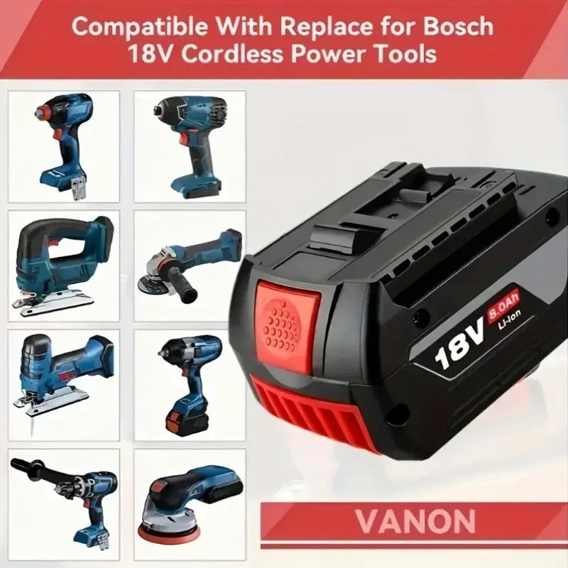 Original NEW For BOSCH 18V BATTERY GBA 18V 8.0Ah 18V Professional GBA GSR GSB BAT609G BAT622 BAT618G w/Fuel Guage