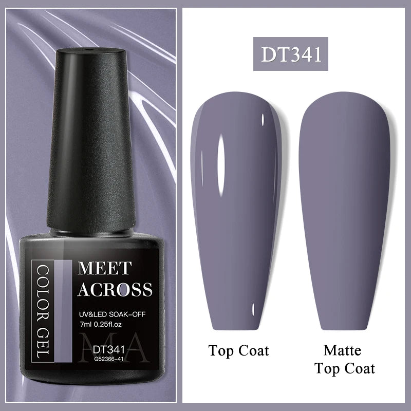 MEET ACROSS 7ml Purple Nail Gel Polish Semi Permanent Nail Art For Nails Decoration