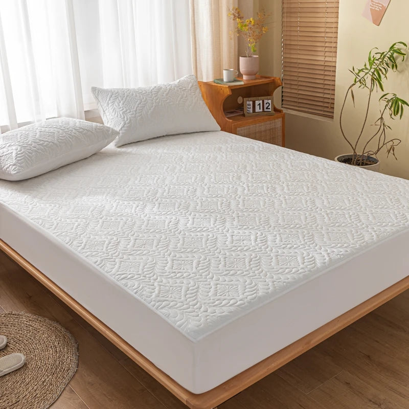 Waterproof Quilted Mattress Cover - Cotton Top, Antibacterial Fiber Fill