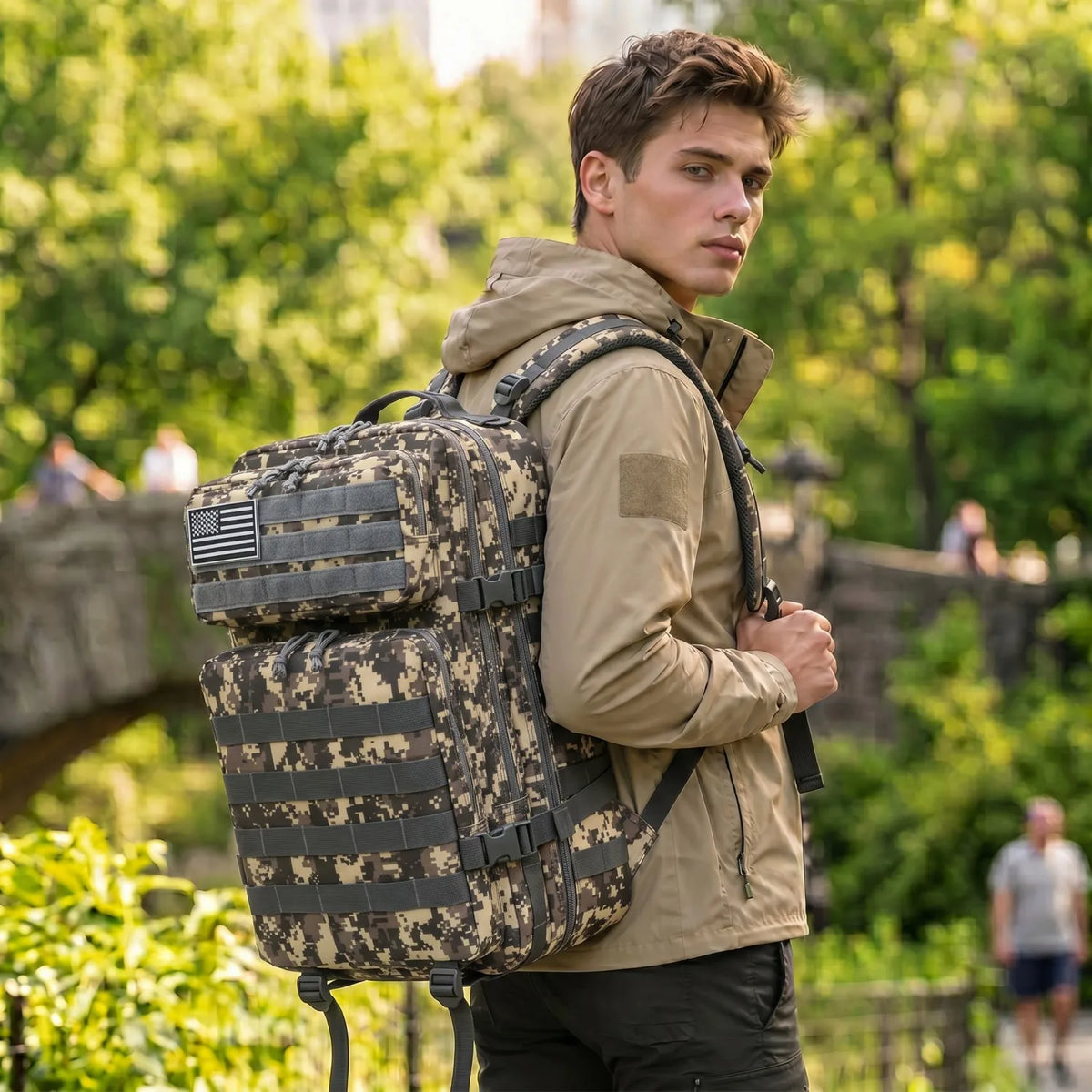 45L Tactical Travel Backpack Molle Large Capacity Multi Pocket Storage Bag Durable Wear Resistant Camping Hiking