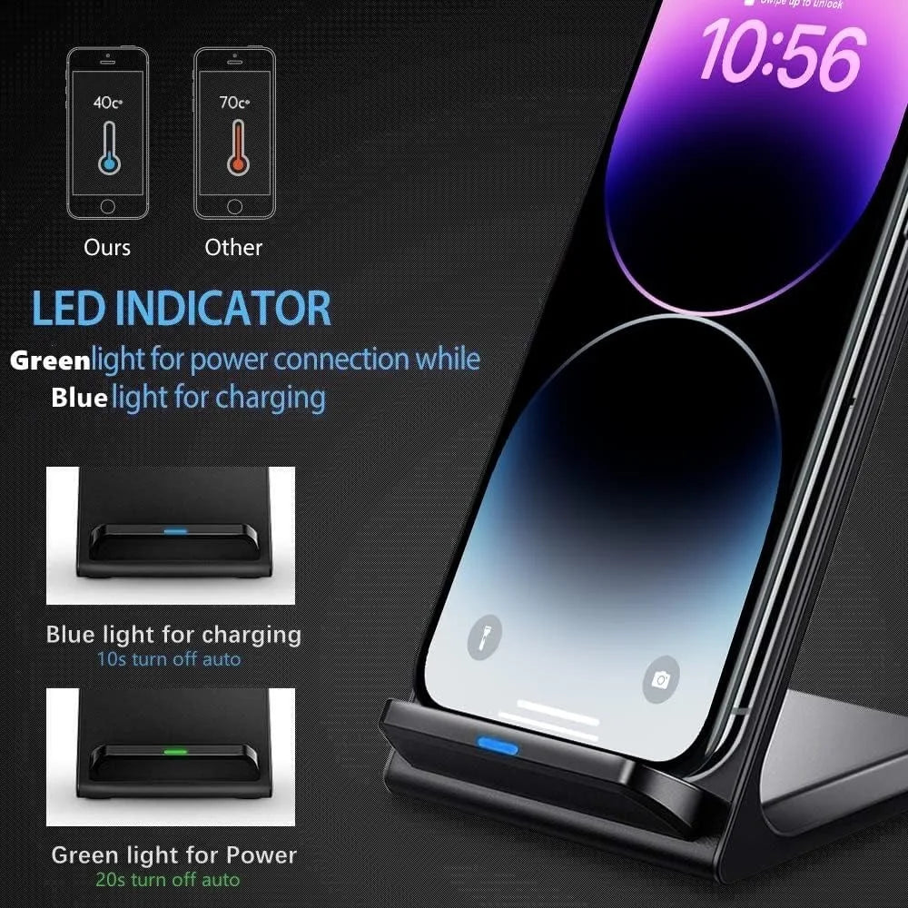 30W Wireless Charger Stand Pad for iPhone 17/16/15/14/13 Pro XR 8 X XS Max Samsung Xiaomi Induction Fast Charging Dock Station