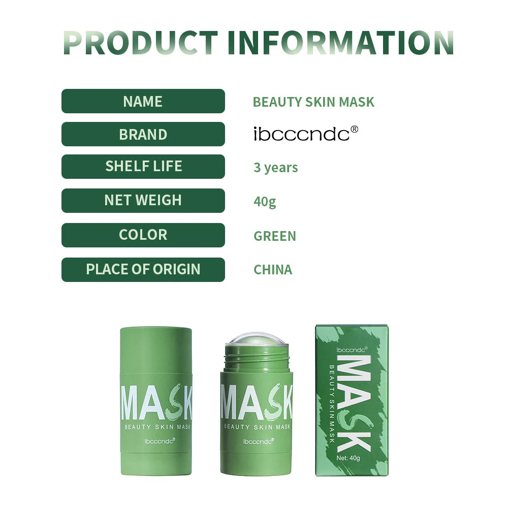 40g Face Clean Mask Green Tea Extract Cleansing Stick Deep Moisturizing Remove Blackhead Film Smear Refreshing Oil Control Mask