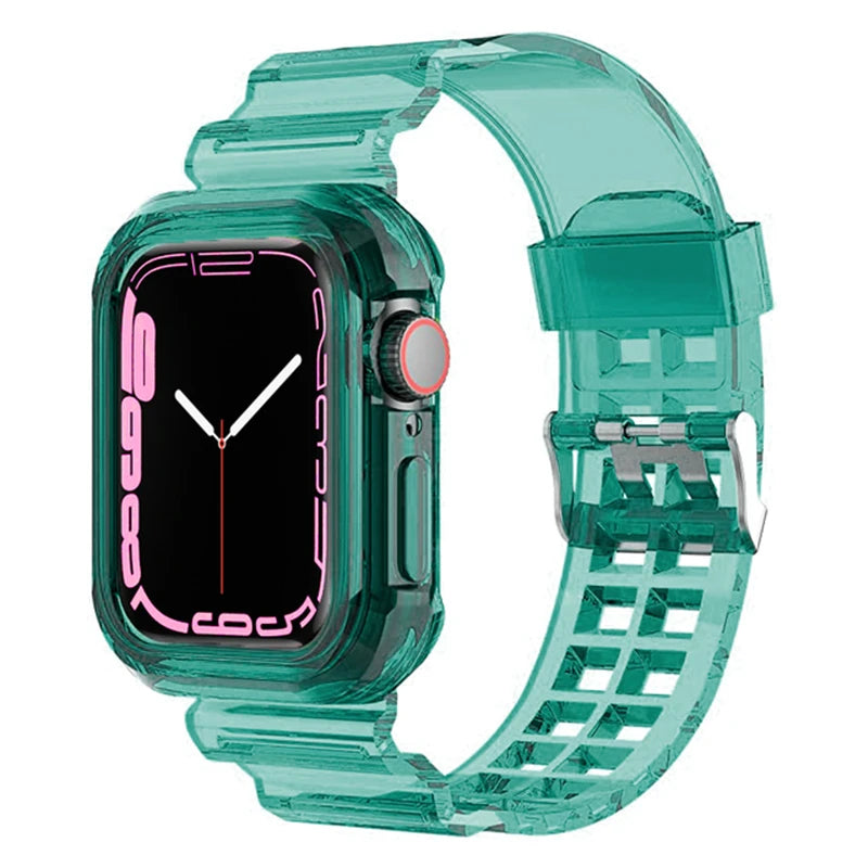Clear Band + Case for Apple Watch 11 10 9 8 7 6 5 SE 4 38MM 42MM 46MM