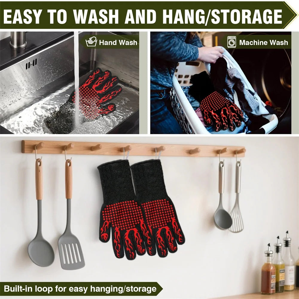 1pc Universal Anti-Slip Heat-Resistant Barbecue Oven Gloves Fireproof Kitchen Cooking Gloves Suitable for High Temperatures