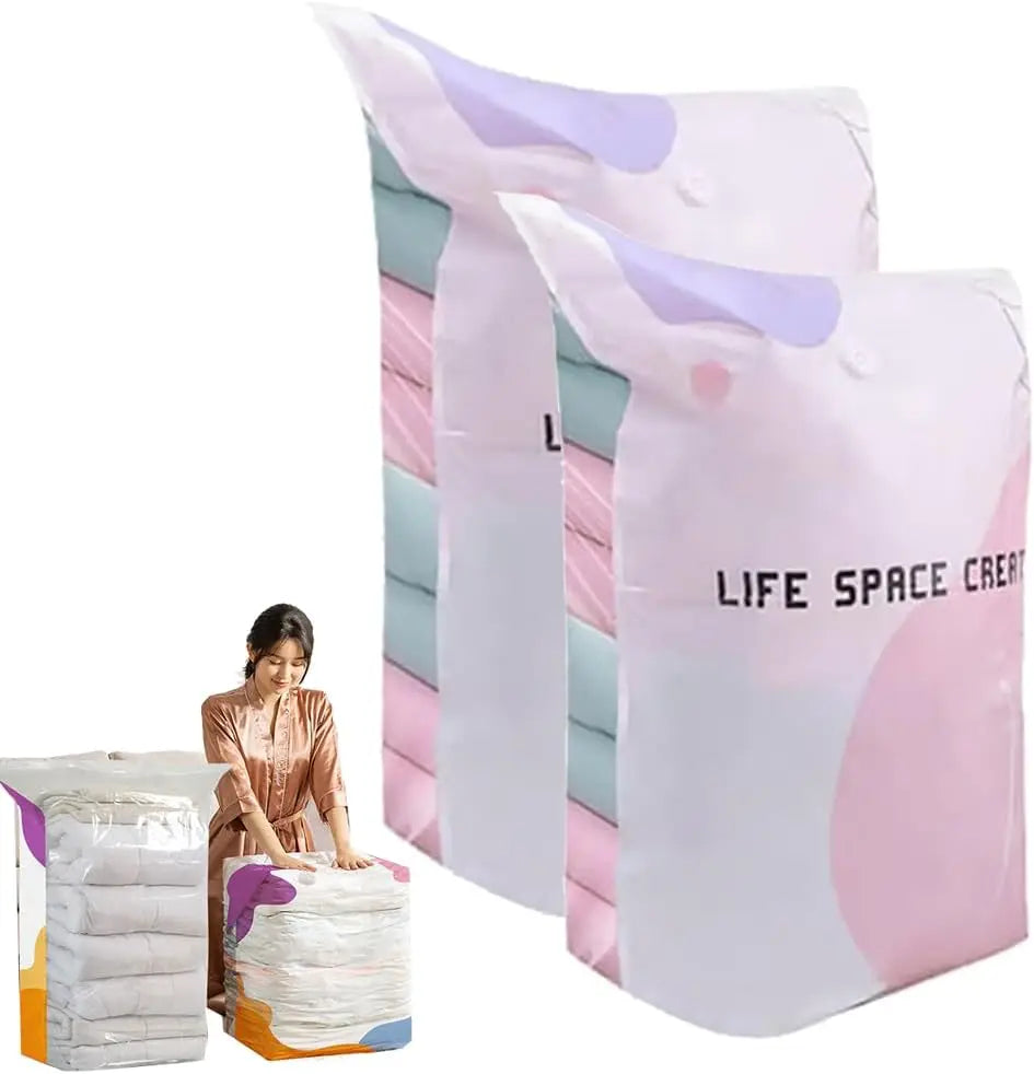 2pcs No Pump Vacuum Bags, Space Saver Compression Storage