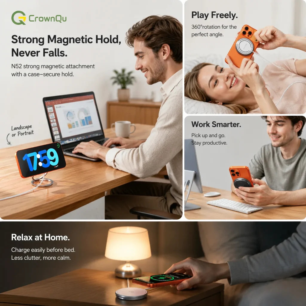 Qi2.2 Magnetic Wireless Charger Stand Foldable 25W Fast Charging with 47.2