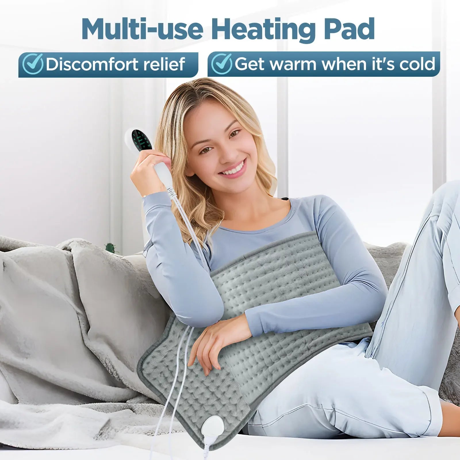 Washable Electric Heating Pad Heat Therapy Thermal Massage Mat Winter Warmer Blanket for Shoulder Body Abdomen Back Pain Relief