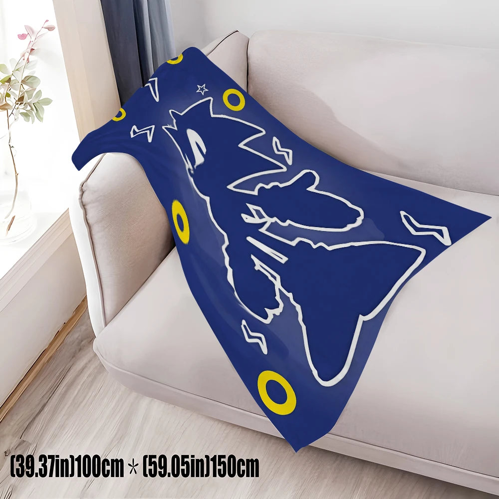 Anime Sonic Pattern Flannel Blanket Warm Soft