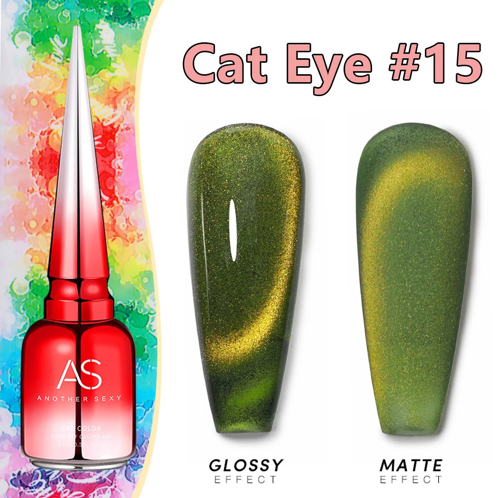 AS 15ml Cat Magnetic Gel Nail Polish Cat Eye Glitter