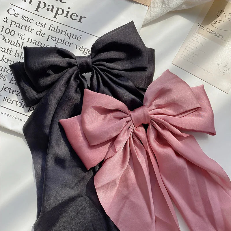 Solid Color Bow Ribbon Hair Clip New Women Large Bowknot Barrettes