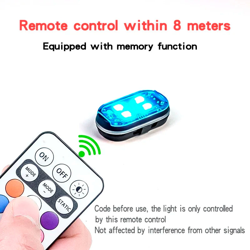 RGB Led Car Strobe Lights Motorcycle LED Flash Position Wireless Light