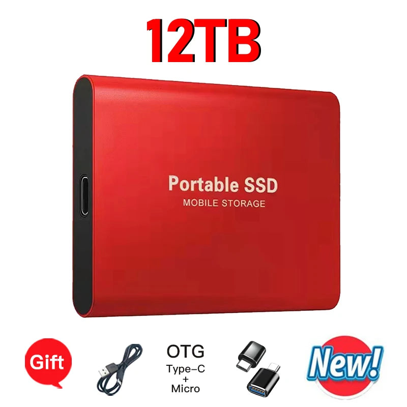 16TB External Solid State Drive Portable SSD USB 3.1 Type-C High-Speed Data Transfer Secure Storage for Important Files