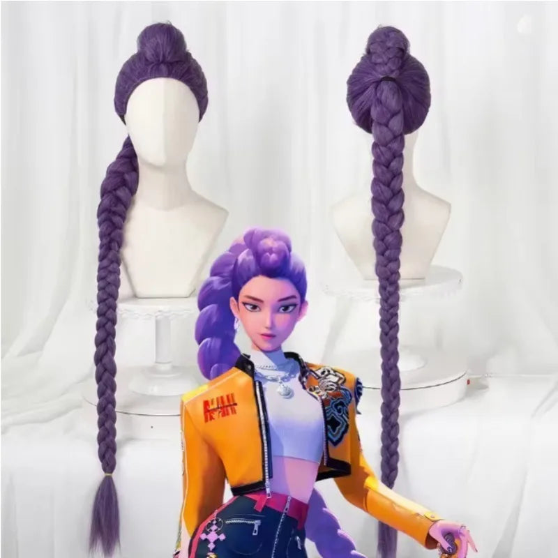 33.5-inch Purple Long Braid With Side Ponytail Integrated Tiger Mouth Clamp