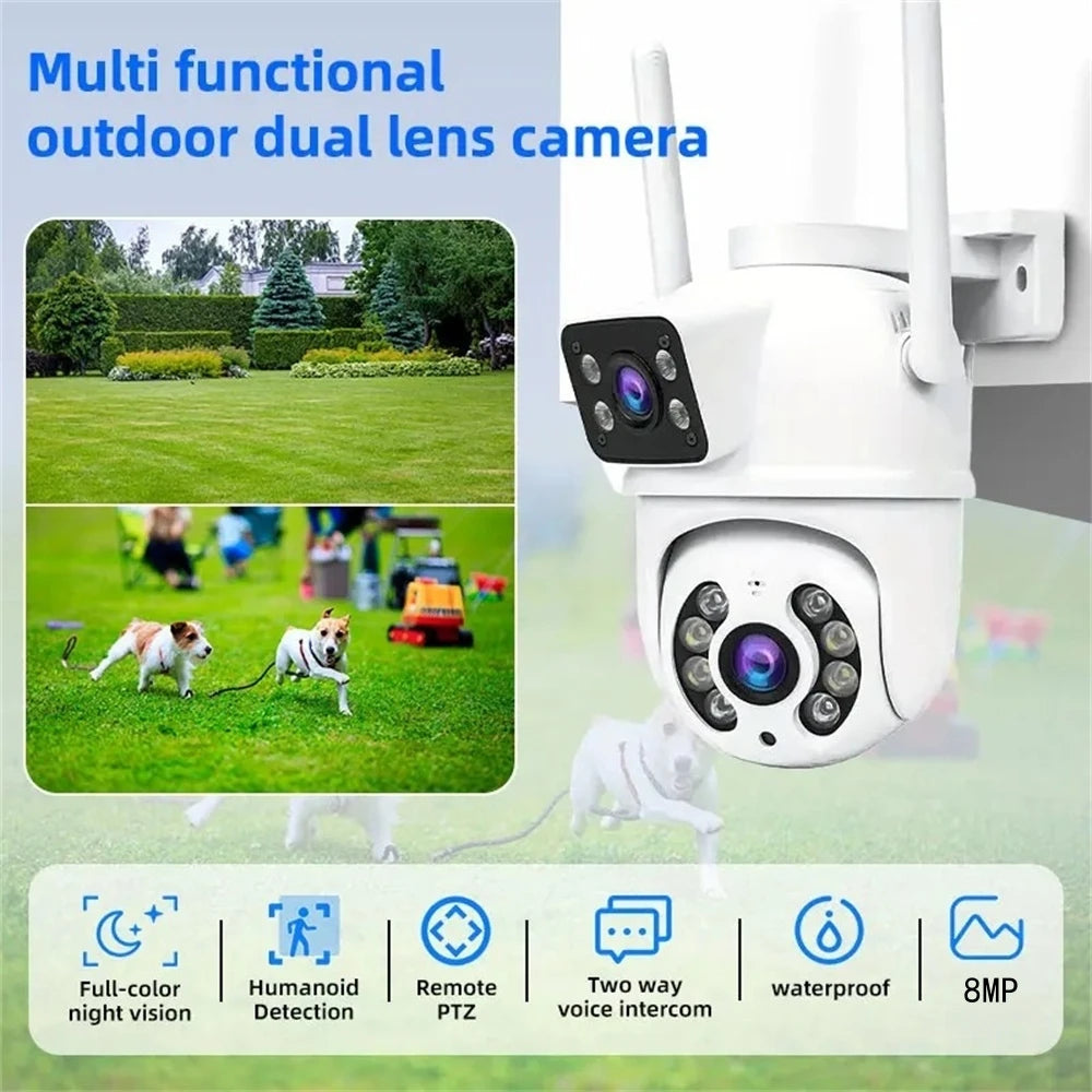 8MP 4K Wifi Surveillance Camera Dual Lens Wireless Security