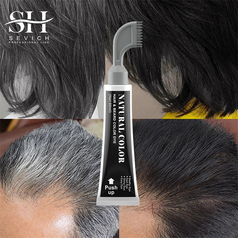 Black Dyed Shampoo 80ml Hair Colour Shampoo With Comb Hair Dye