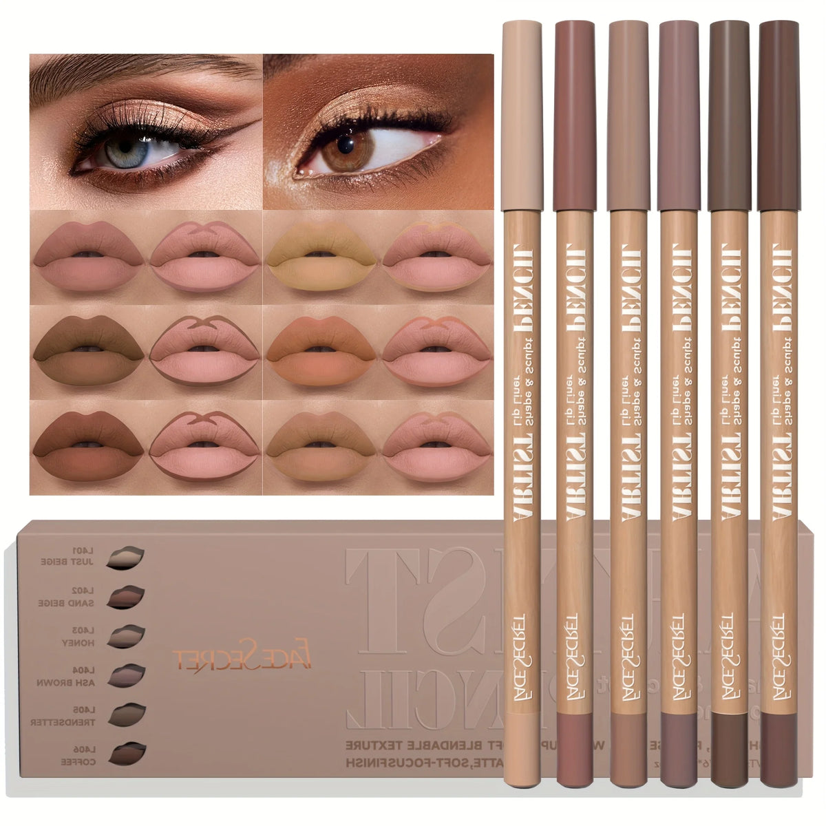 6Pcs Velvet Matte Lip Liner Set - Long-Lasting, Non-Dry