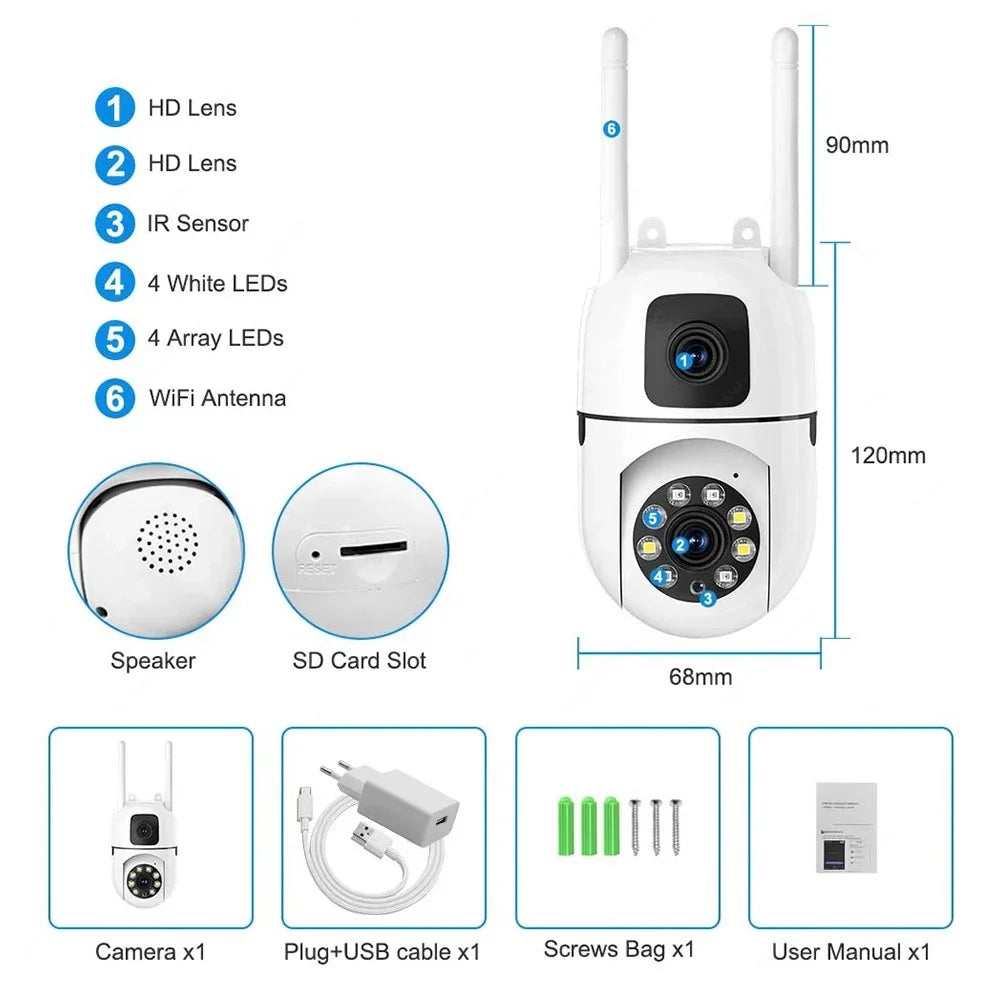 Home Camera HD 8MP Baby WIFI Camera Dual Lens Indoor Mobile Tracking
