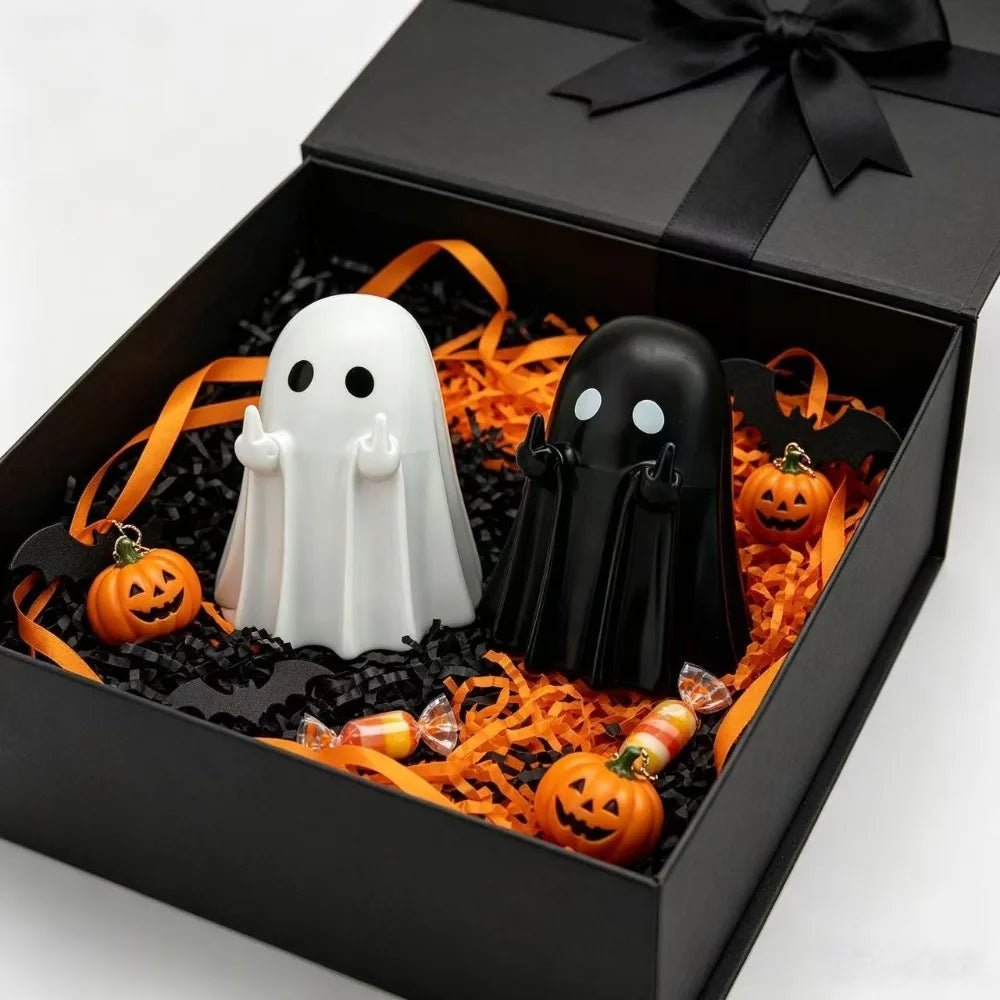 1-5Pcs Cute Middle Finger Ghost Statue, Halloween Ghost Festival