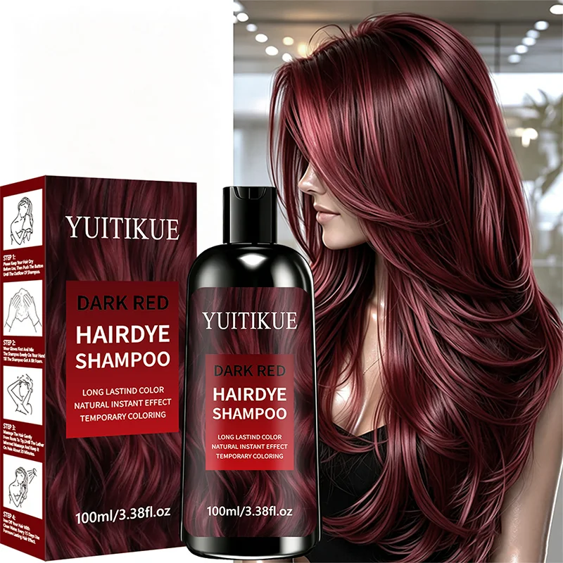YUITIKUE Dark Red Hair Dye Shampoo 100ml Instant