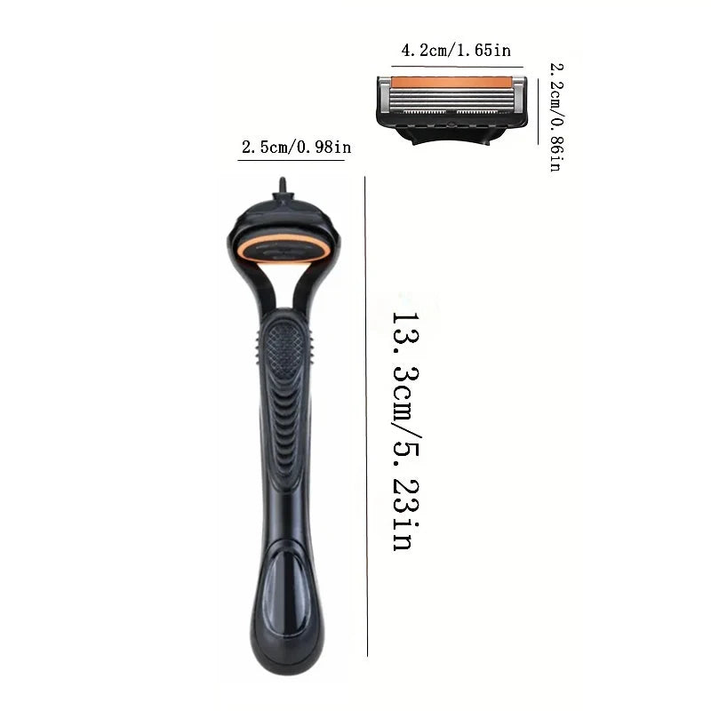 Retro Stainless Steel Manual Shaver with 5-Layer Razor Blade Reusable Wet Shaving Scratch Resistant Hair Removal Tool