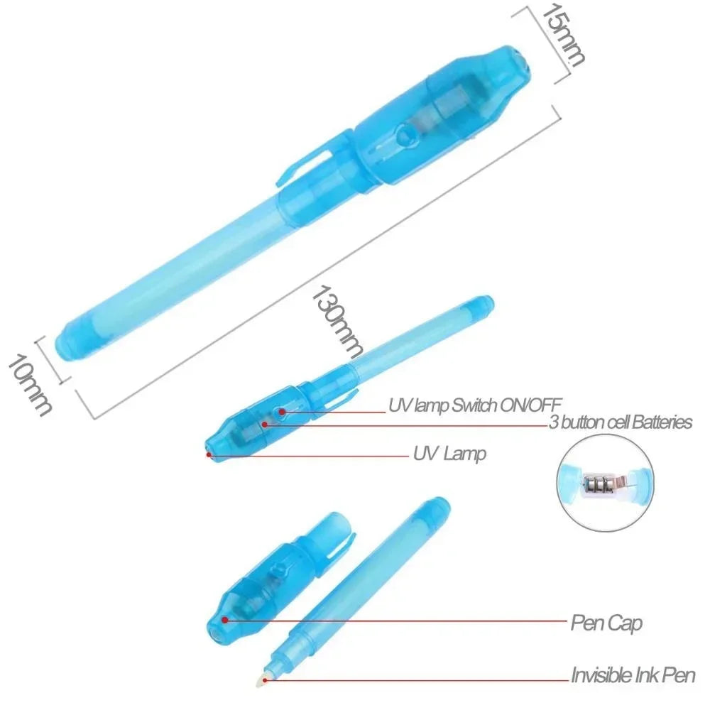 4-12pcs Invisible Ink Pen Spy Pen with UV Light Magic Marker