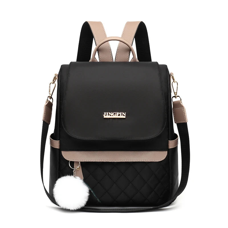 Fashionable women's backpack, adjustable shoulder straps, multiple back styles, zipper closure, polyester lining, suitable for v