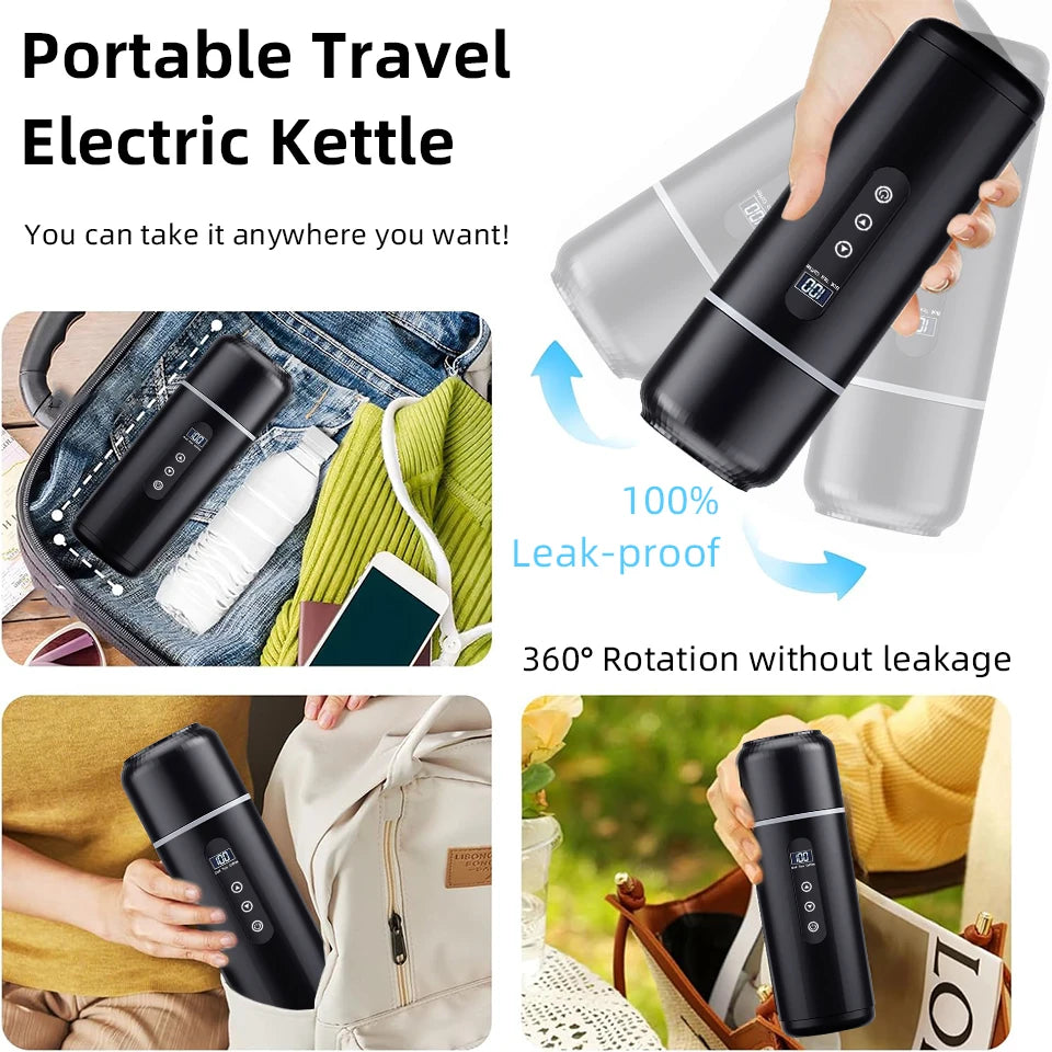 500ml Car Heating Cup 12V/24V Portable Electric Kettle Universal Thermal Cup Travel Kettle Stainless Intelligent Heating Kettle