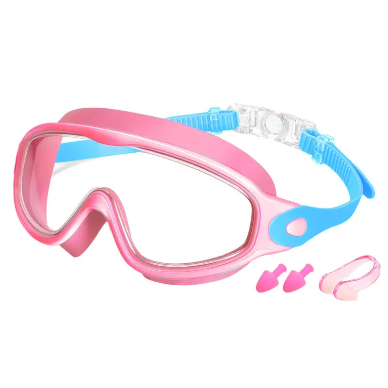 Colorful Kids Swim Goggles Wide Vision Anti-UV Anti-Fog