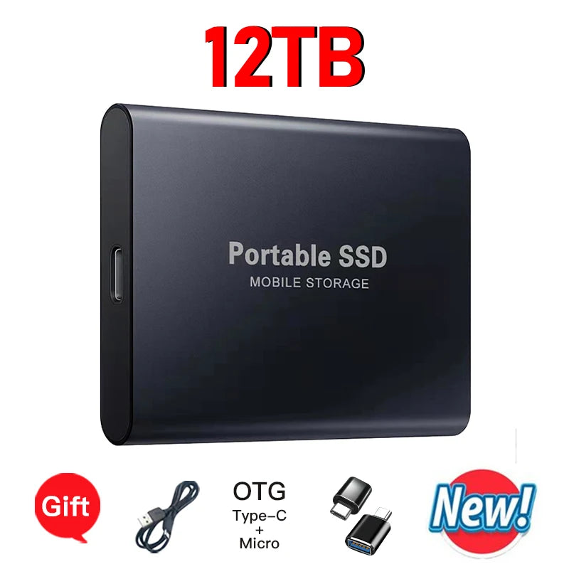 16TB External Solid State Drive Portable SSD USB 3.1 Type-C High-Speed Data Transfer Secure Storage for Important Files