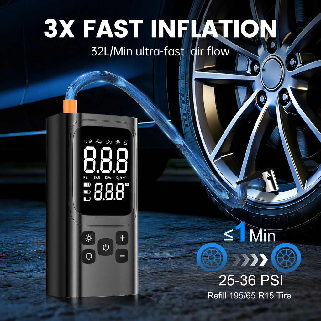 Wireless Car Air Pump 150PSI Electric Tire Inflator Portable