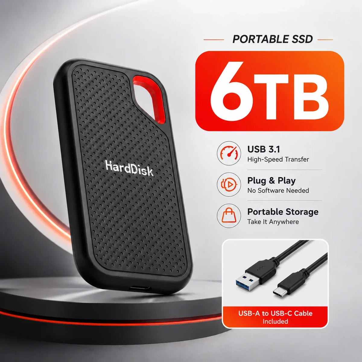 Large Capacity External SSD 2TB 4TB Fast Portable Hard Drive