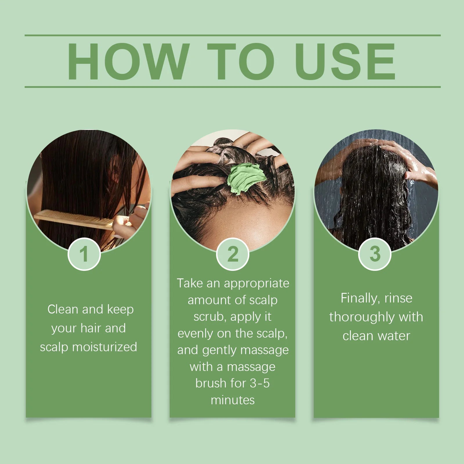 Rosemary/Ginger Scalp Exfoliaton Scrub Shampoo With Massager Comb Deep Cleaning Oil Control Relieve Itching Dandruff Removal