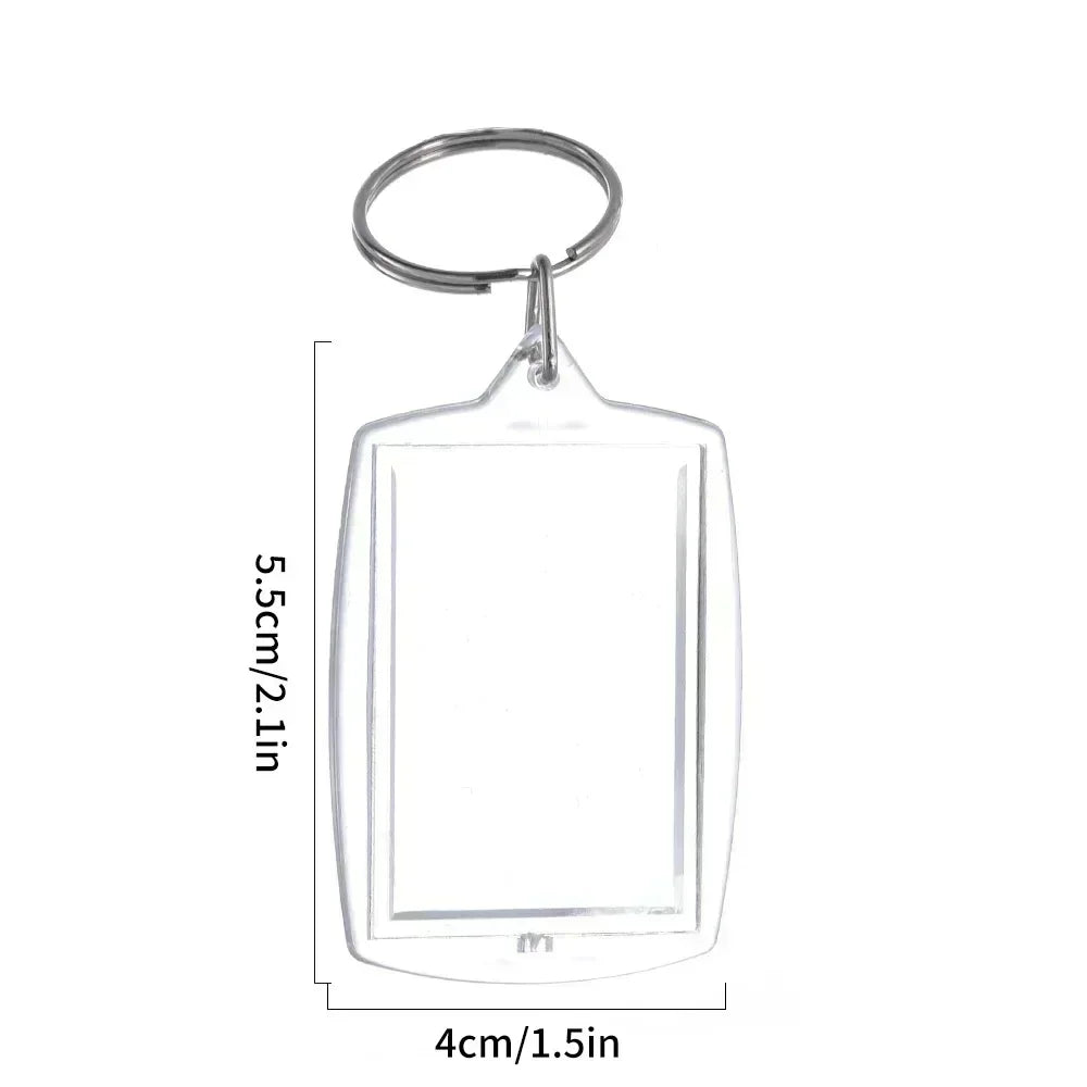 1/100pcs Transparent Photo Frame Keychain Creative Acrylic