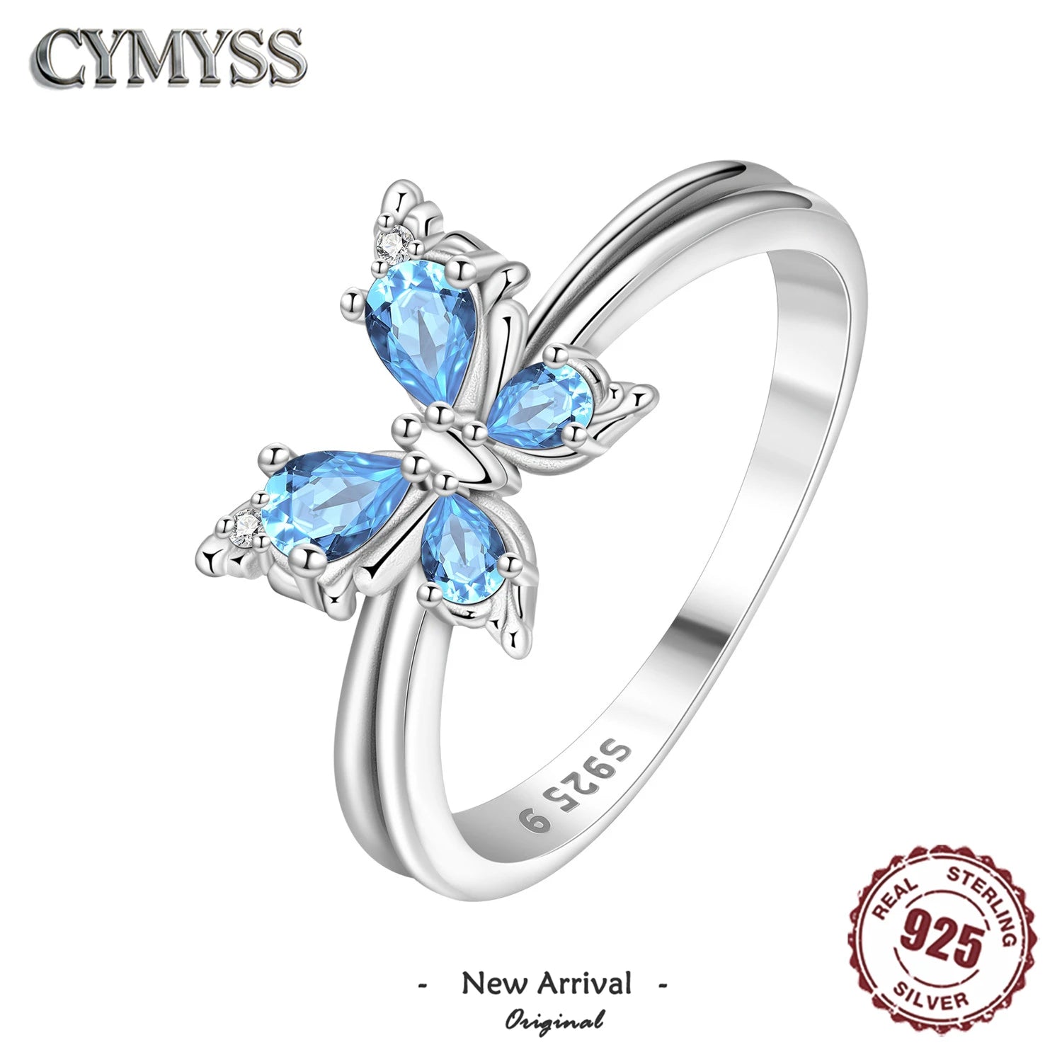 Original Design Sparkling Zircon Butterfly Ring 925 Sterling Silver Elegant Fine Jewelry for Women Wedding Daily Party Gifts