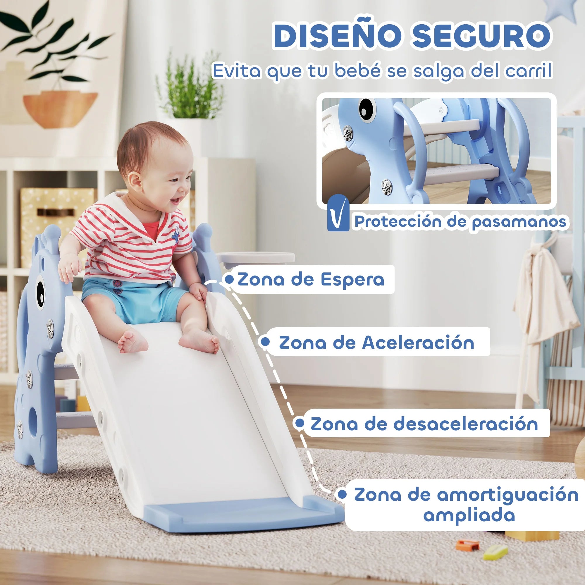 Aiyaplay 3-in-1 Children's Slide for Children from 1-3 Years Old 106X51.5X52 cm Blue