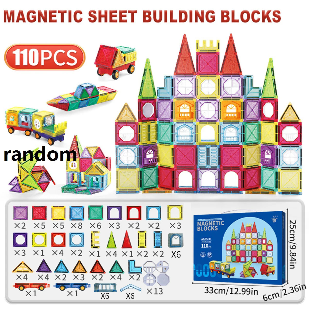 Magnetic Building Blocks Tiles Children's DIY Creative Toys for Kids Ages 3+ Year Old Boys Girls STEM Educational Sensory Gifts