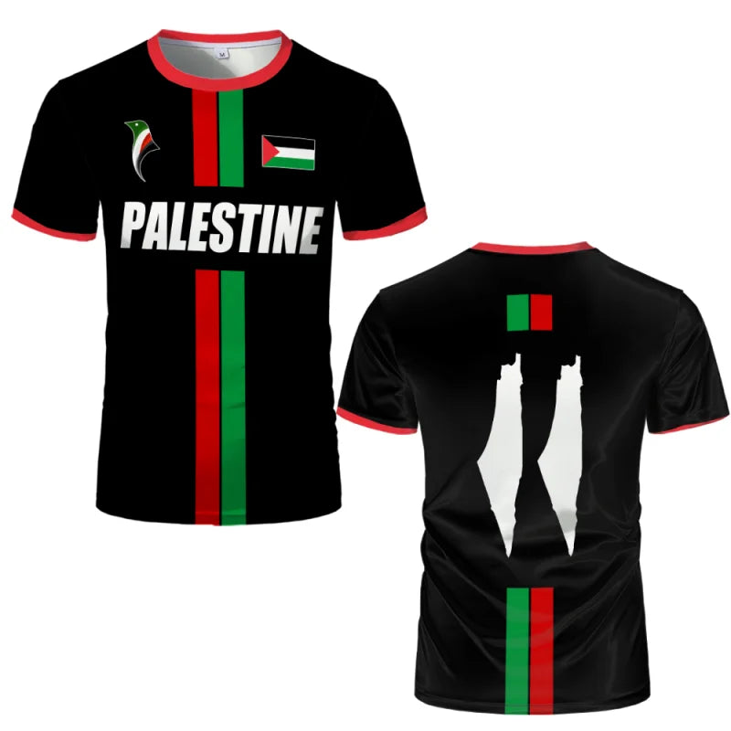 Palestine Flag Map 3D Printing T Shirt For Men Freedom Tees