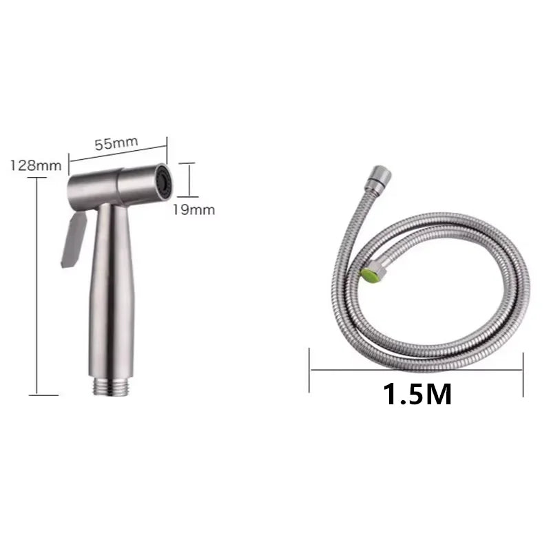 Toilet Bidet Faucet Black Handheld Sprayer Stainless Steel Bathroom Hand Bidet