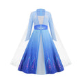 Elsa Princess Dress for Girls Blue Long Sleeve Cloak Carnival