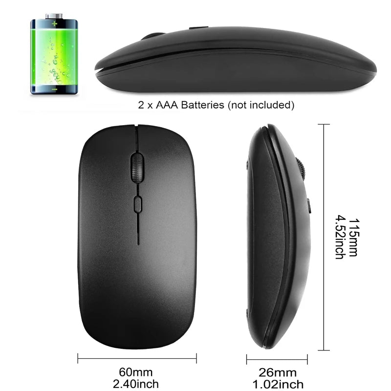 Slim Wireless Mouse 2.4GHz Optical Mice 1600DPI Gamer Office Quiet Mouse