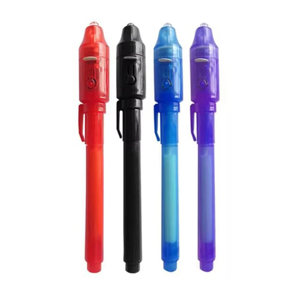 4-12pcs Invisible Ink Pen Spy Pen with UV Light Magic Marker