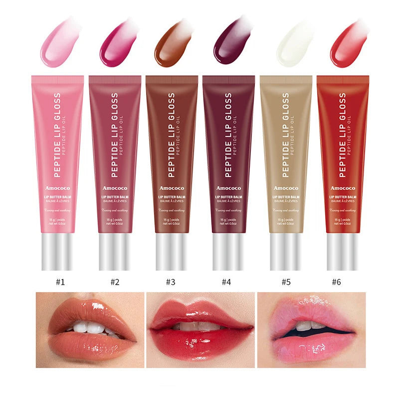 Amococo 2pcs Plumping Peptide Lip Oil 6 Colors Tinted